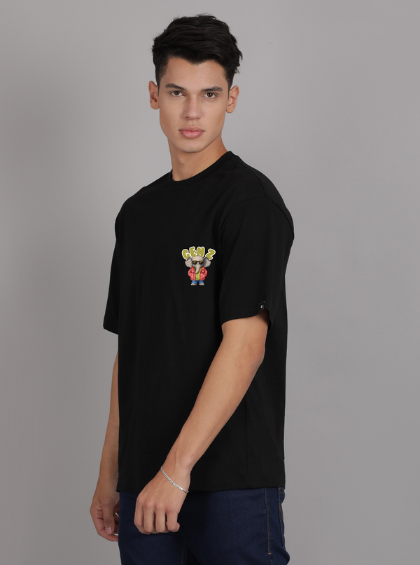 VOLUME ZERO OVER SIZE T-shirt with black elephant