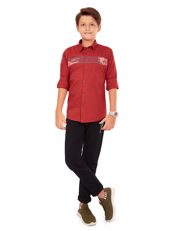 VOLUME ZERO BOYS  SLIM FIT RED COLOUR SHIRT(KZ-780)